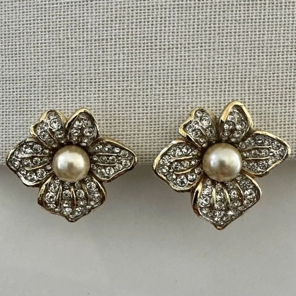 Attwood & Sawyer Crystal Orchid Clip-On Earrings